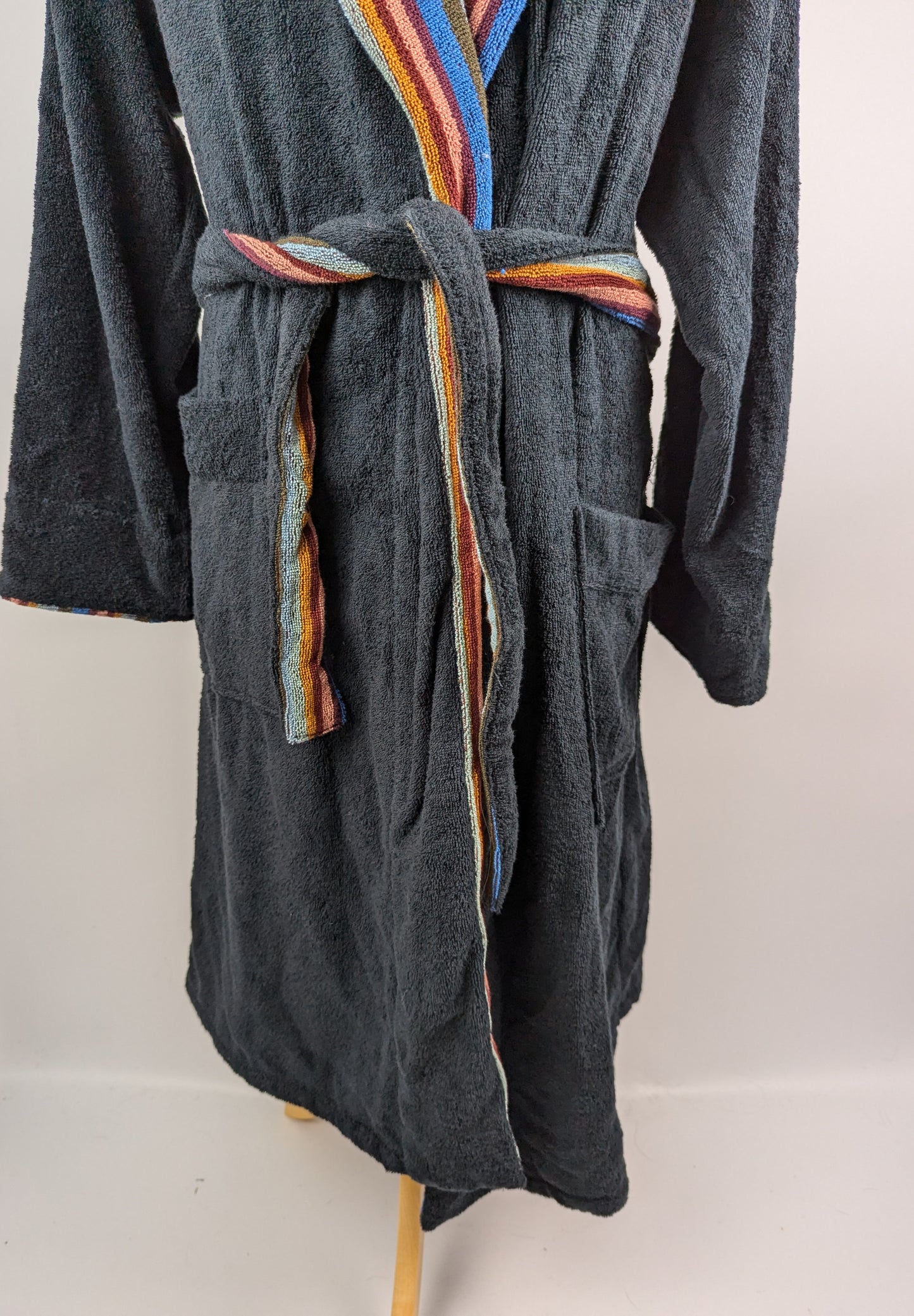 Paul Smith Mens Towelling Dressing Gown - Black 'Artist Stripe'