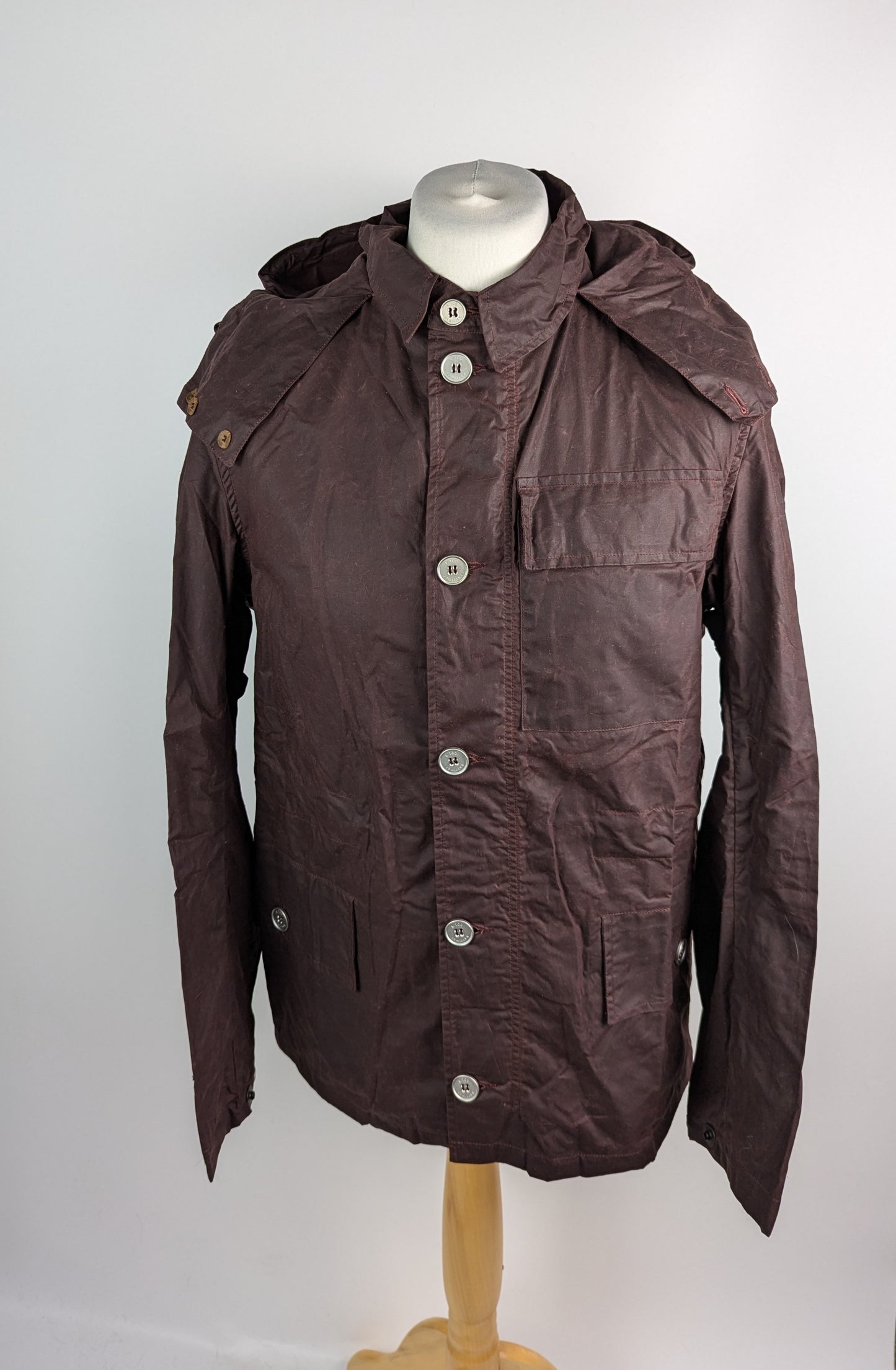 Nigel Cabourn limited edition waxed rucksack jacket - Burgundy