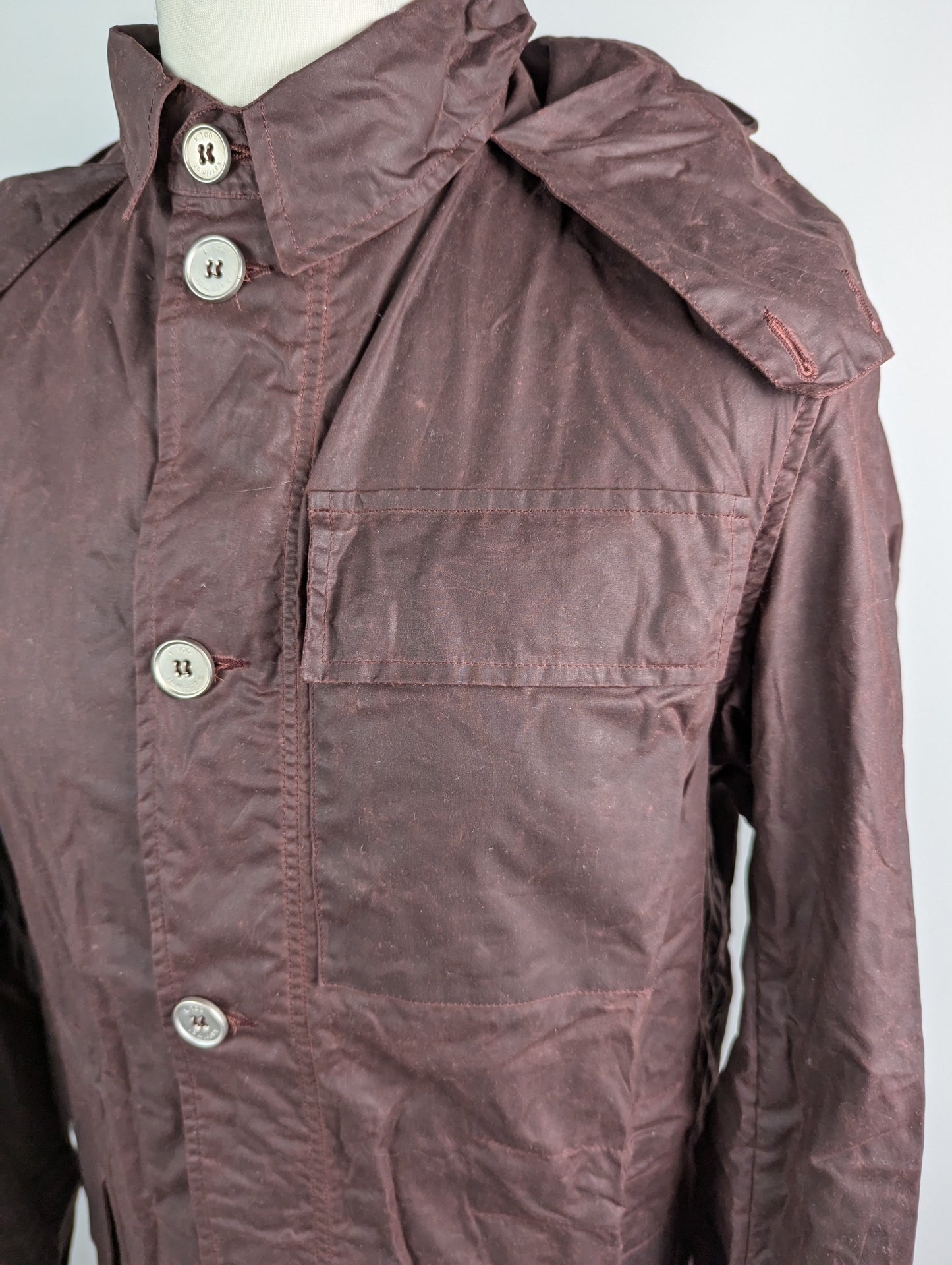 Nigel Cabourn limited edition waxed rucksack jacket - Burgundy