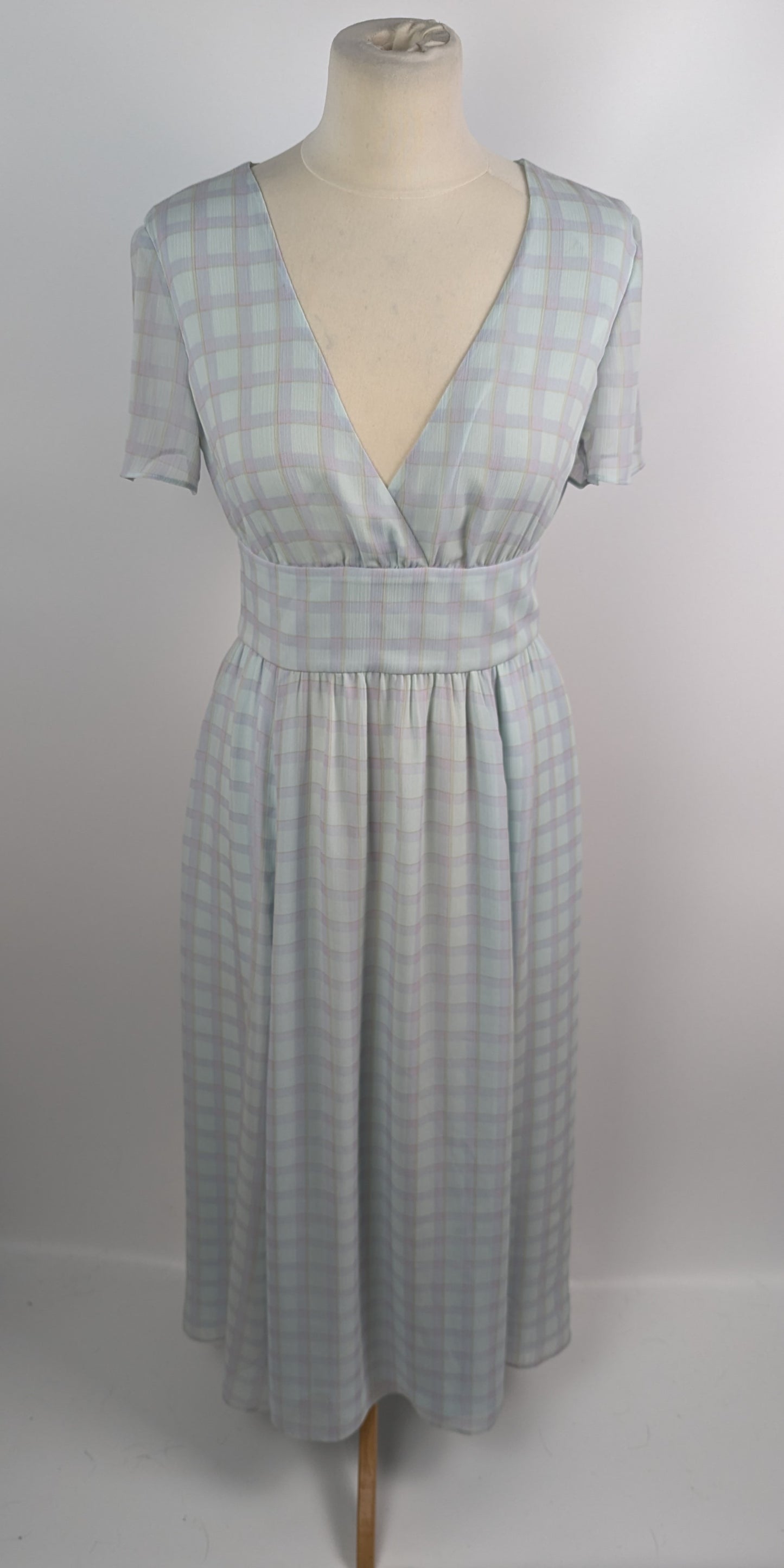 Emporio Armani Check Print Chiffon Dress - Blue