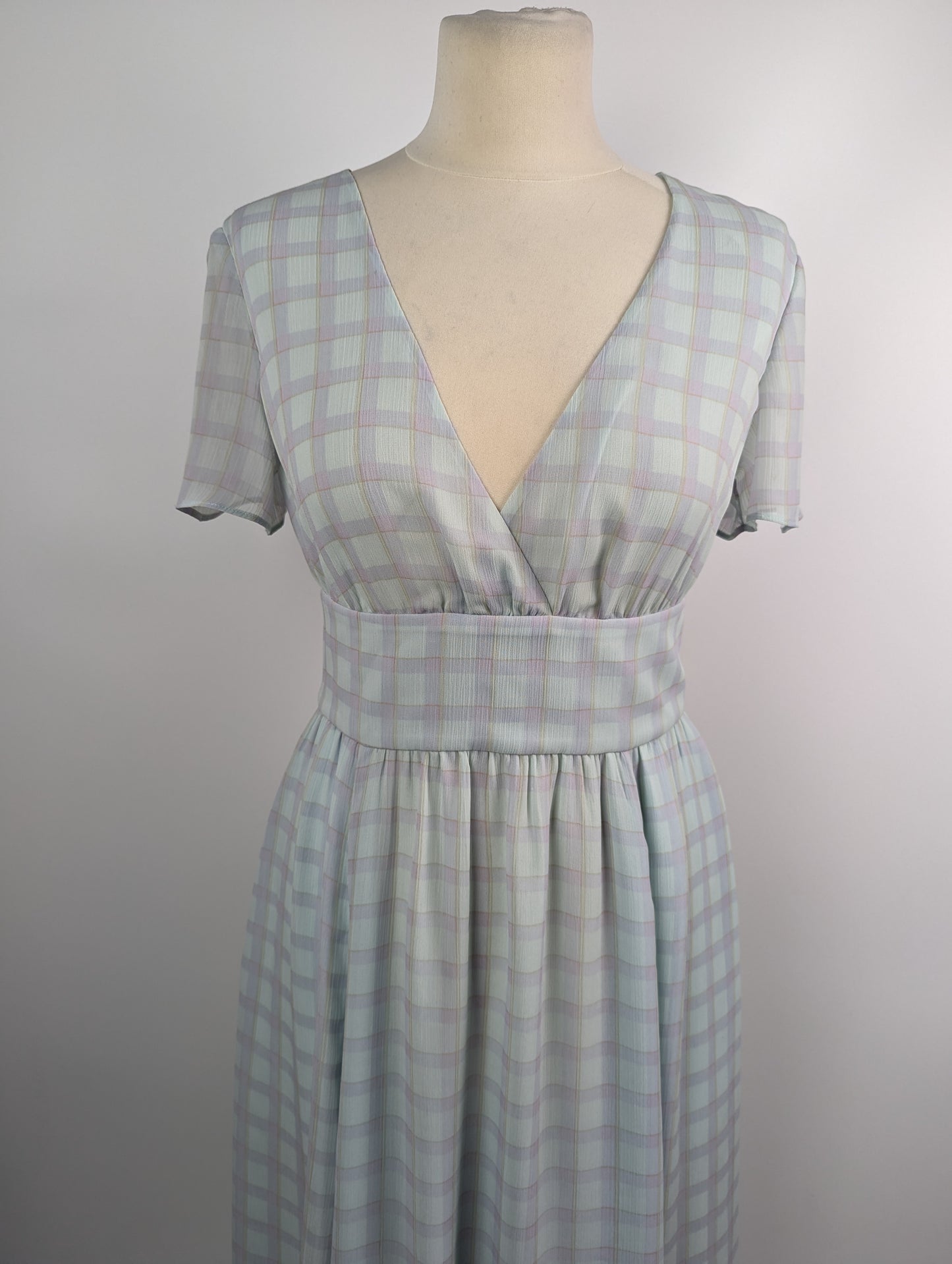 Emporio Armani Check Print Chiffon Dress - Blue