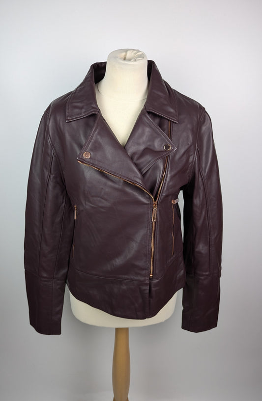 Ted Baker Ted Lizia Womens Leather Jacket - Purple