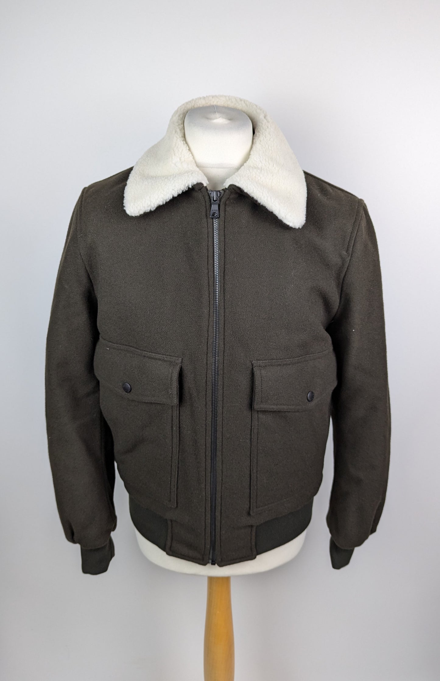 Tommy Hilfiger Mens Melton Wool Bomber Jacket - Brown