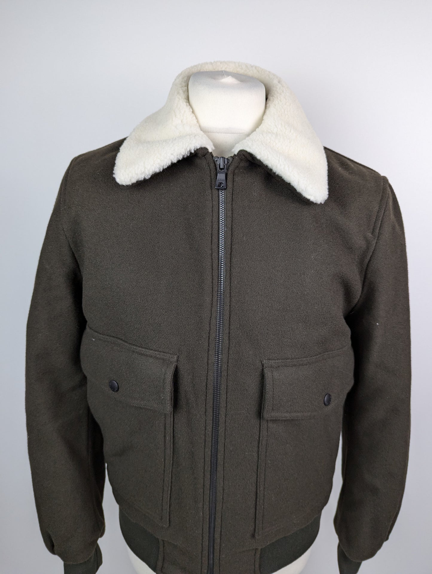 Tommy Hilfiger Mens Melton Wool Bomber Jacket - Brown