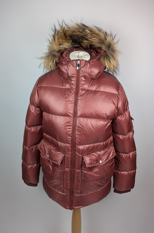 Pyrenex Authentic Shiny Fur Girls Coat - Burgundy