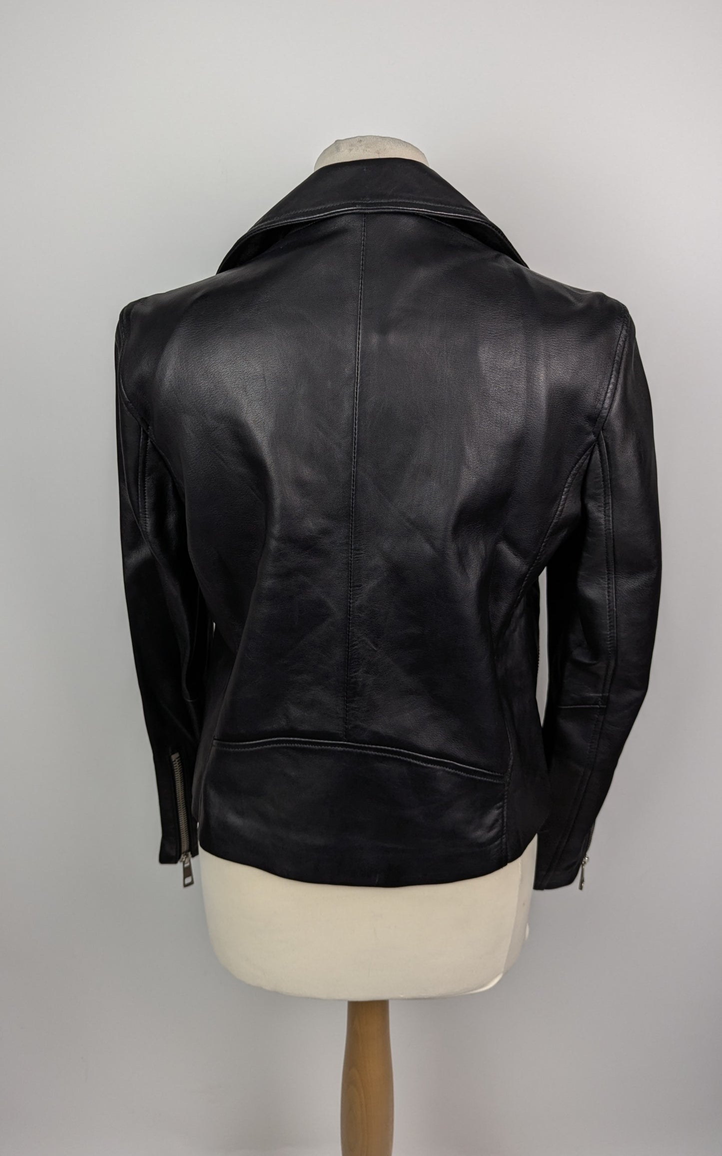 WHISTLES Womens Agnes Leather Biker Jacket - Black