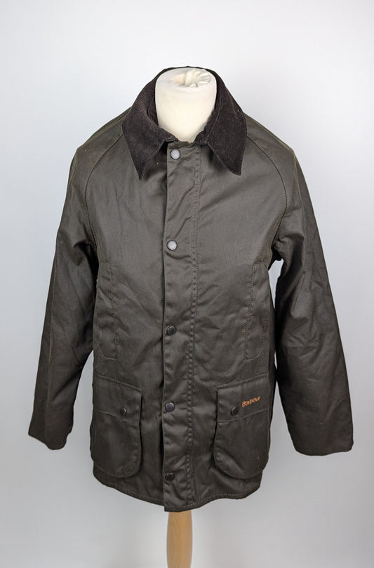 Barbour Boys' Beaufort Waxed Jacket - Olive Brown