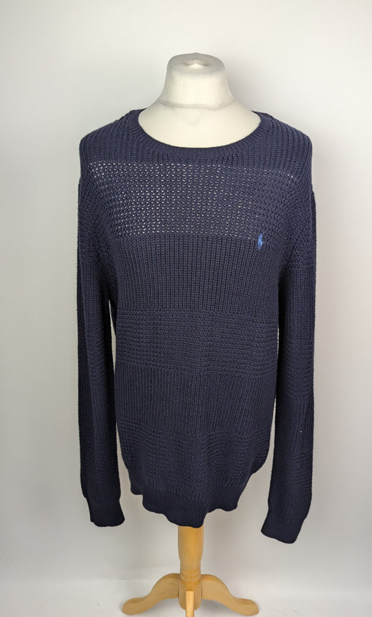 Polo Ralph Lauren Men Tonal Stripes Knitting Cotton Jumper - Navy