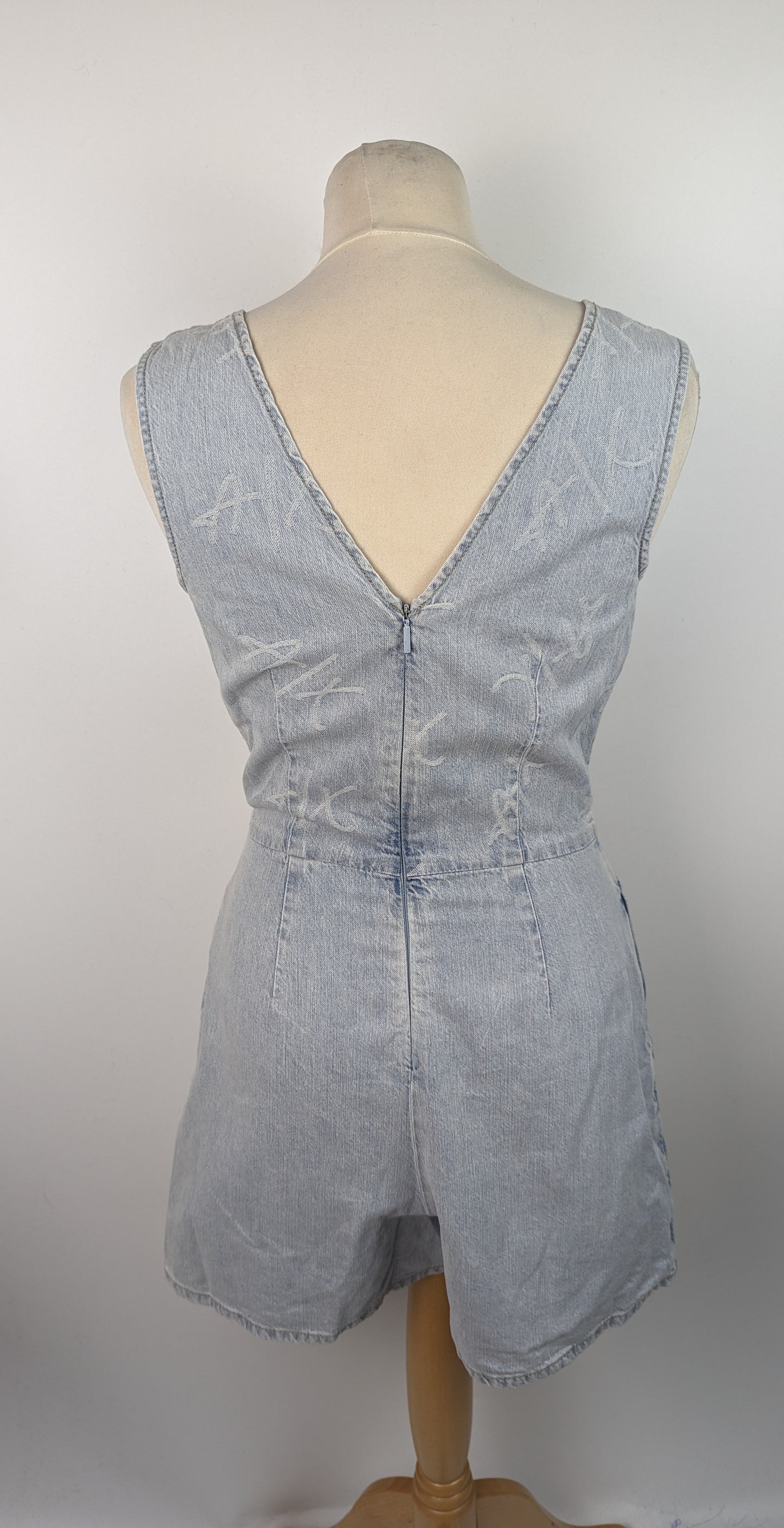 ARMANI EXCHANGE Womens Logo Playsuit - Blue Denim