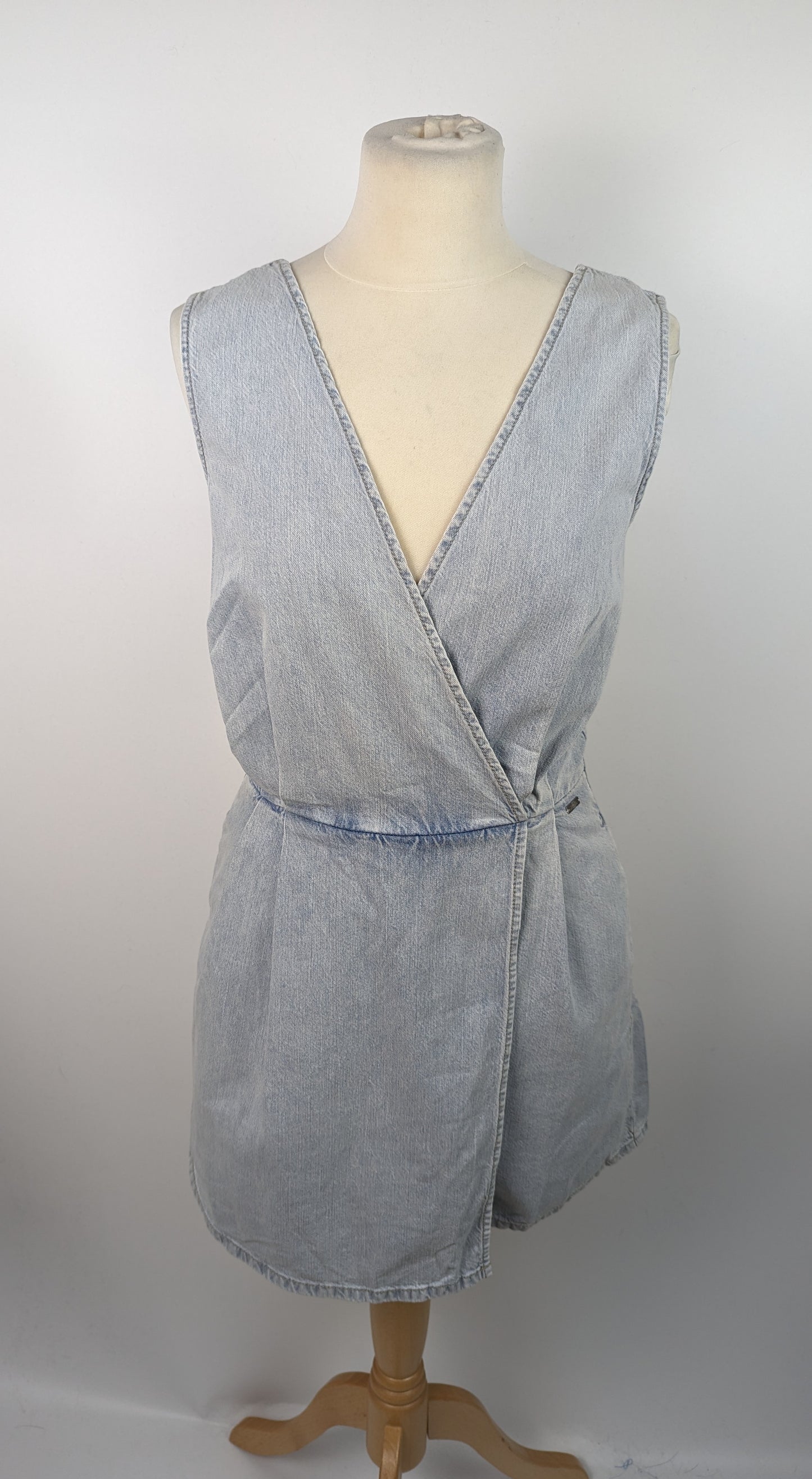 ARMANI EXCHANGE Womens Logo Playsuit - Blue Denim